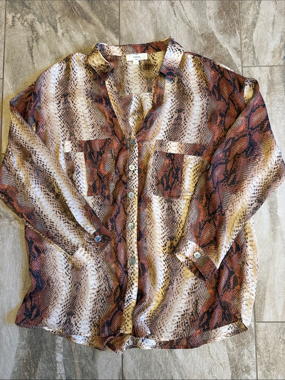 entro Snake-Print Blouse in Brown, Cream and Rust
